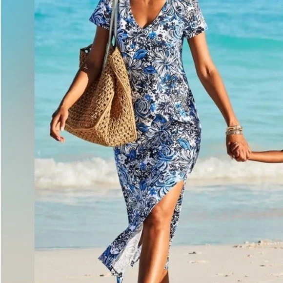 chinese dress ladies ETTA SHORT SLEEVE MAXI DRESS, MIZNER RED SEASIDE HARBOUR